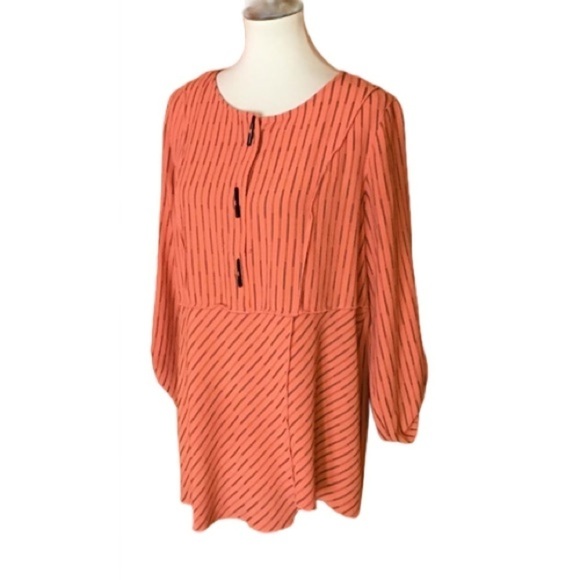 Ali Miles Boho oversized orange striped tunic - Picture 1 of 11